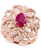 Amore By Effy Certified Ruby (1-3/8 Ct. T.w.) And Diamond (3/8 Ct. T.w.) Statement Ring In 14k Rose Gold