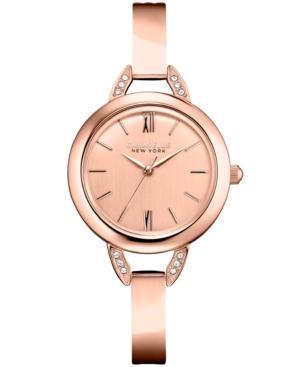 Caravelle By Bulova Women's Rose Gold-tone Stainless Steel Bangle Bracelet Watch 28mm 44l133