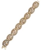 Lucky Brand Gold-tone Flower And Lace Link Bracelet