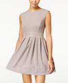 Emerald Sundae Juniors' Embellished Glitter Fit & Flare Dress