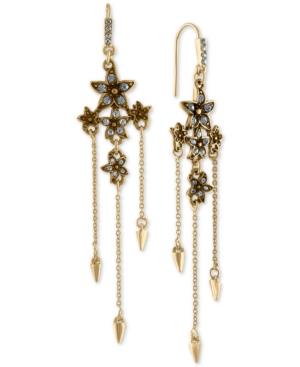 Rachel Rachel Roy Gold-tone Pave Flower & Spike Chandelier Earrings