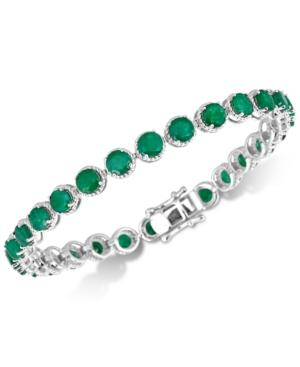 Emerald Rope-framed Link Bracelet (14 Ct. T.w.) In Sterling Silver