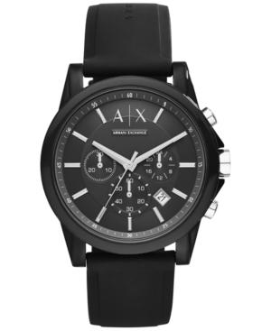 Ax Armani Exchange Unisex Chronograph Black Silicone Strap Watch 44mm Ax1326