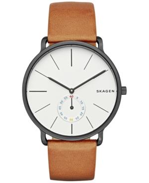 Skagen Men's Analog Hagen Brown Leather Strap Watch 40mm Skw6216