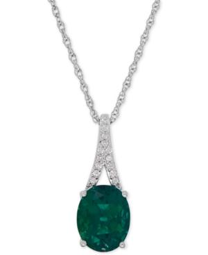 Lab-created Emerald (2-1/2 Ct. T.w.) And White Sapphire Accent Pendant Necklace In Sterling Silver