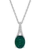 Lab-created Emerald (2-1/2 Ct. T.w.) And White Sapphire Accent Pendant Necklace In Sterling Silver