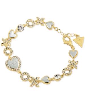 Guess Two-tone Pave Xo & Heart Link Bracelet