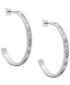 Lucky Brand Silver-tone Fish-etched Open Hoop Earrings