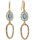 Inc International Concepts Gold-tone Pave And Blue Stone Double Drop Earrings, Only At Macy's