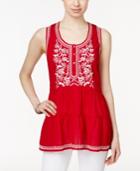 Style & Co Sleeveless Embroidered Top, Only At Macy's