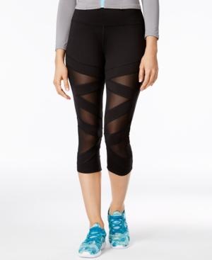 Jessica Simpson The Warm Up Juniors' Mesh-inset Cropped Leggings