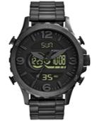 Fossil Men's Analog-digital Nate Black Ion-plated Stainless Steel Bracelet Watch 50mm Jr1507