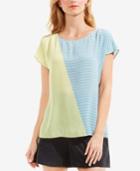 Vince Camuto Colorblocked Printed Top