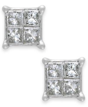10k White Gold Diamond Quad Stud Earrings (3/8 Ct. T.w.)