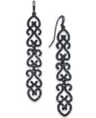 Inc International Concepts Black-tone Jet Pave Linear Drop Earrings, Created For Macy's
