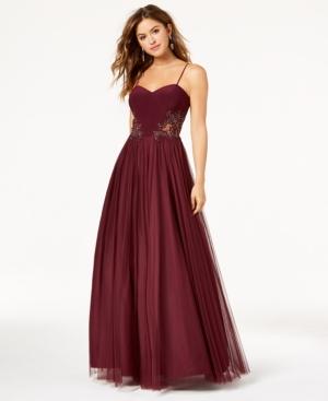 Blondie Nites Juniors' Embellished-applique Tulle Gown