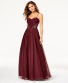 Blondie Nites Juniors' Embellished-applique Tulle Gown