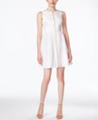 Calvin Klein Sleeveless Zip-front Eyelet Fit & Flare Dress