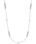 Danori Silver-tone Crystal And Imitation Pearl Station Necklace