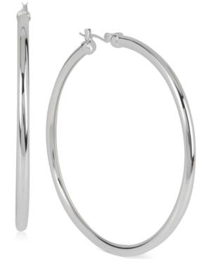 Touch Of Silver Large Hoop Earrings In Sterling Silver Over Brass