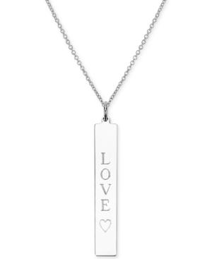 Sarah Chloe Engraved Love Bar Pendant Necklace In 14k Gold Over Silver, 16 + 2 Extender (also Available In Sterling Silver)