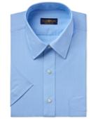 Club Room Men's Easy Care Rich Blue Solid Short-sleeve Dress Shirt, Created For Macy's