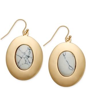 Inc International Concepts Gold-tone White Stone Oval Drop Earrings, Only At Macy's