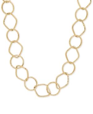 Large Open-link Textured Chain Necklace In 14k Gold