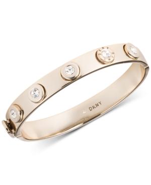 Dkny Gold-tone Crystal Logo Bangle Bracelet, Created For Macy's