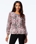Alfani Embellished Printed Bubble Top, Only At Macy's