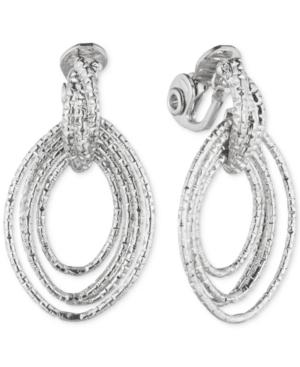 Anne Klein Multi-hoop Navette Clip-on Drop Earrings