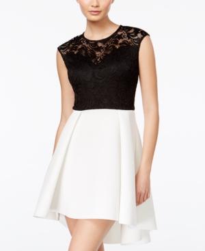 B Darlin Juniors' Lace Scuba Fit & Flare Dress