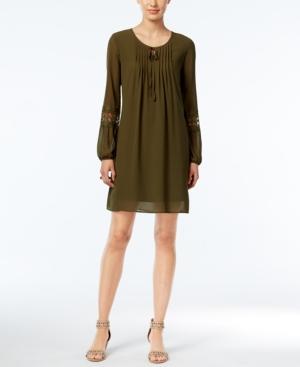Ny Collection Petite Crochet-sleeve Peasant Dress