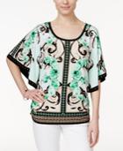 Jm Collection Studded Printed Top, Only At Macy's