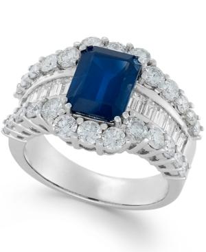 Sapphire (3-5/8 Ct. T.w.) And Diamond (2 Ct. T.w.) Ring In 14k White Gold