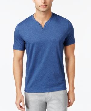 Alfani Men's Split-neck Heathered Henley, Only At Macy's