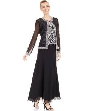 J Kara Embellished Popover Gown And Jacket