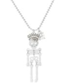 Betsey Johnson Silver-tone Crystal Skeleton Pendant Necklace