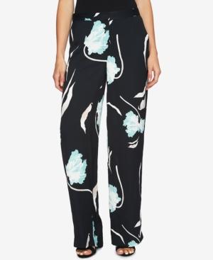 1.state Printed Flat-front Wide-leg Soft Pants