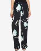 1.state Printed Flat-front Wide-leg Soft Pants