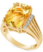 Citrine (7 Ct. T.w.) & Diamond (1/5 Ct. T.w.) Ring In 14k Gold