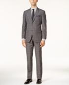 Perry Ellis Men's Slim-fit Gray Windowpane Suit
