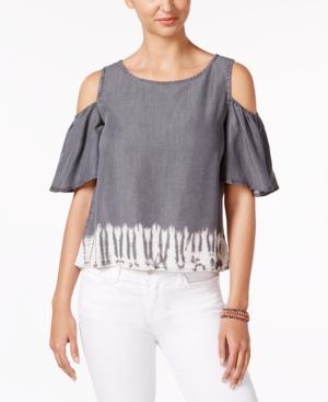 Buffalo David Bitton Tannen Tie-dyed Cold-shoulder Top