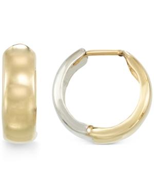 Reversible Two-tone Huggy Earrings In 14k Gold And 14k White Gold