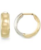 Reversible Two-tone Huggy Earrings In 14k Gold And 14k White Gold