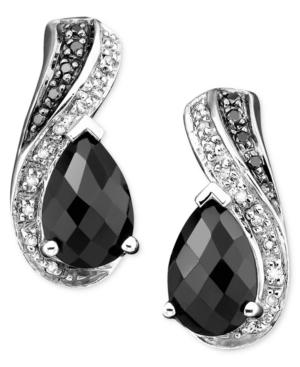 Sterling Silver Onyx & Diamond (1/10 Ct. T.w.) Earrings