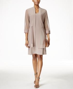 R & M Richards Petite Shimmer-trim Shift Dress And Jacket
