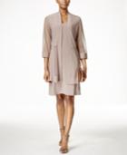 R & M Richards Petite Shimmer-trim Shift Dress And Jacket