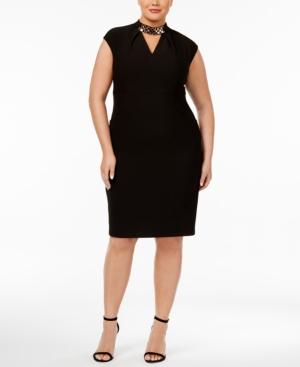 Sangria Plus Size Chain-link Mock-neck Dress