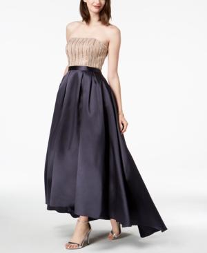 Xscape Strapless Beaded High-low Gown
